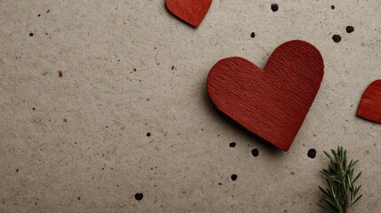 Fototapeta premium Red Heart on Brown Background