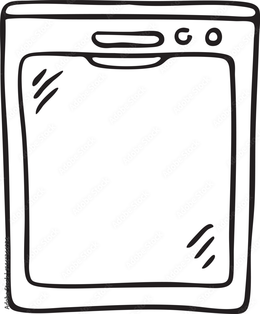 Poster a simple open tablet sits on a white surface.