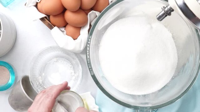 Baking a triple layer light blue cake with buttercream icing.  Decorating a vanilla cake for spring time.  Icing a cake and using coconut and candy eggs to make it look like a robin egg.