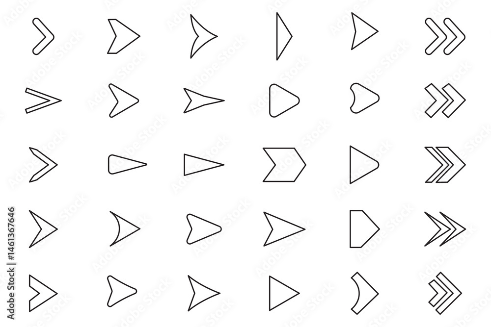 Poster set of black arrows icons vector collection. different arrow icon big set. design elements. eps 10