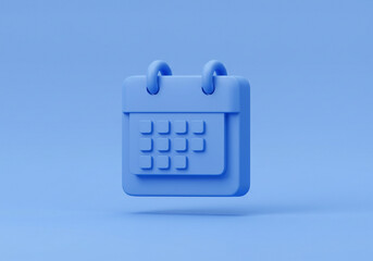 Calendar Icon in Blue 3D Style Scheduling and Planning