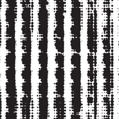 Vertical black and white stripes with scattered dots create a dynamic textured