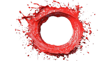 Png of A vibrant splash of red paint forms a circular splash, symbolizing creativity and energy in a dynamic visual.