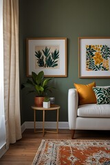 Contemporary home design showcases a modern living room interior with a comfortable sofa and stylish decor