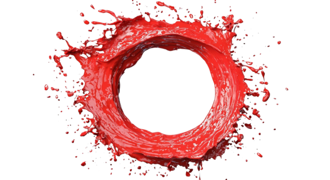 Png of A vibrant splash of red paint forms a circular splash, symbolizing creativity and energy in a dynamic visual.