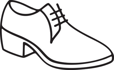 A black leather shoe rests on a white surface.
