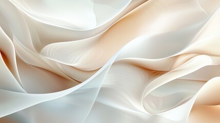 Fototapeta premium Soft, flowing fabric drapes in pale beige and white.