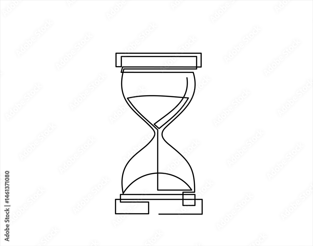 Aufkleber one continuous line drawing of sand hourglass. vintage timer as countdown concept in simple linear s