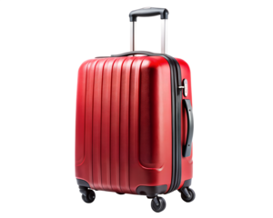 red suitcase isolated on white background