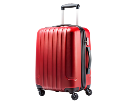 red suitcase isolated on white background