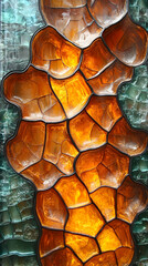 Intricate stained glass panel with an abstract, organic design