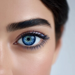 Obraz premium A woman with long eyelashes and blue eyes