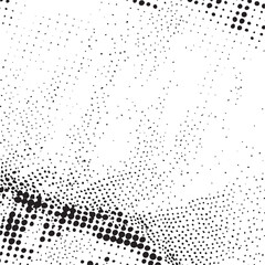 A scattered arrangement of dark and light circles forms a dynamic abstract