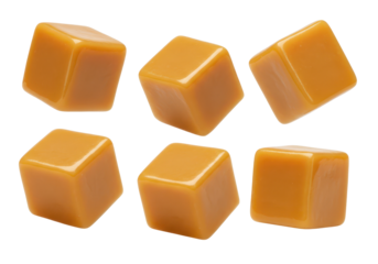 Levitation caramel cubes isolated  background