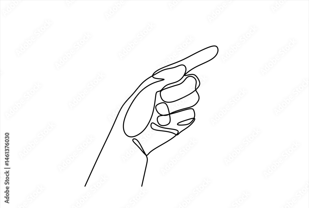 Poster continuous one line drawing of hand showing something with index finger. trendy line art vector on a