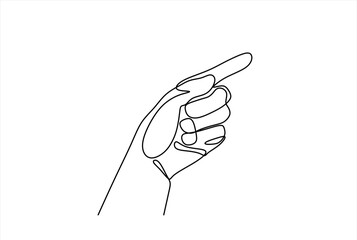 Continuous one line drawing of Hand showing something with index finger. Trendy line art vector on a white background. Vector illustration. Editable stroke