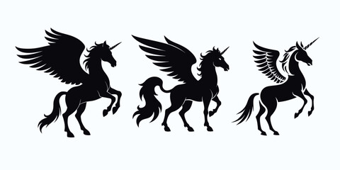 silhouette pegasus unicorn silhouette mythology.eps