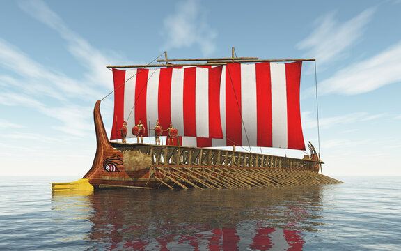 Antikes griechisches Ruderkriegsschiff