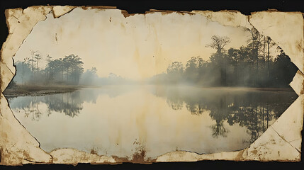Misty morning over a tranquil river