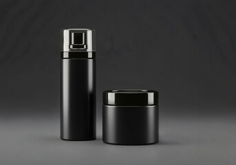 dark skincare product packaging with empty branding areas