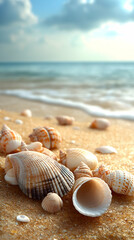 Seashells on a golden beach