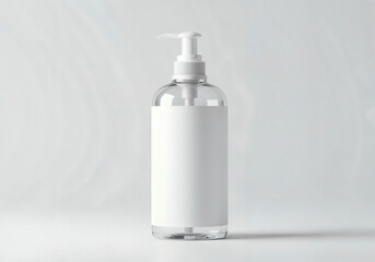 empty plastic transparent bottle with pump dispenser