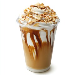 Caramel almond iced coffee drink
