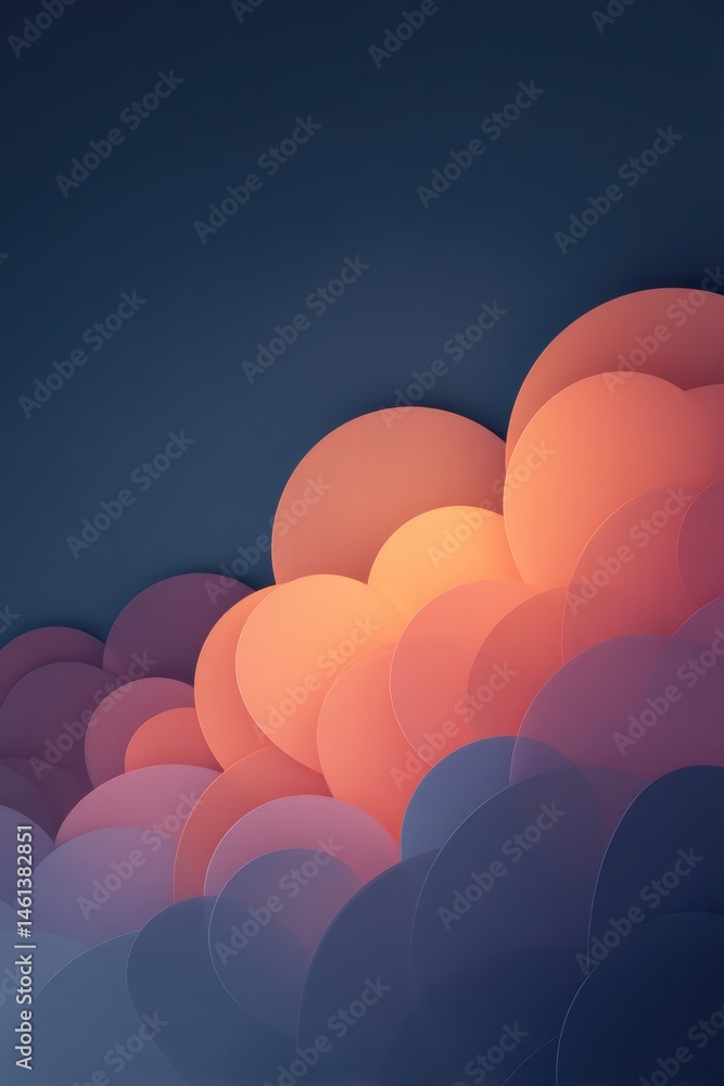 Poster abstract composition showcasing dynamic interplay of geometric shapes in contrasting colors against 