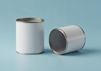Empty food can mockups with placeholder for brand design, side and front view