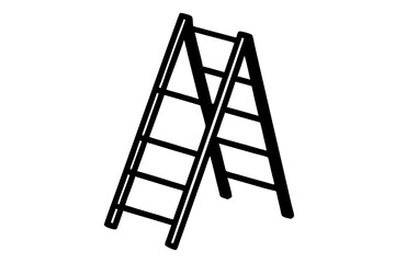 folding ladder  silhouette vector illustration white background