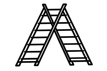 folding ladder  silhouette vector illustration white background