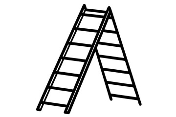folding ladder  silhouette vector illustration white background