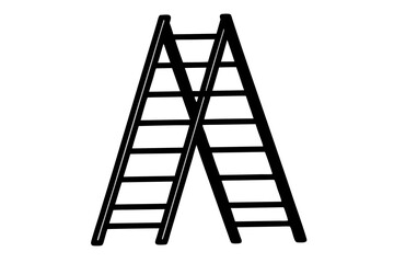 folding ladder  silhouette vector illustration white background
