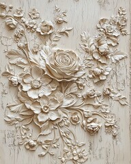 Unique Textured Wallpaper with Colorful Flower Reliefs