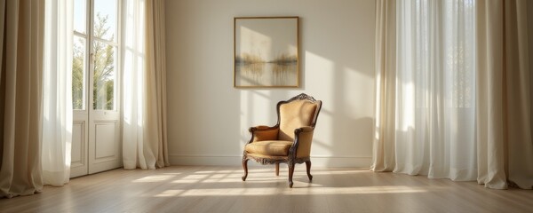 Fototapeta premium Elegant Armchair in Bright Room Interior