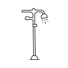 Showerhead with water droplets on a white background