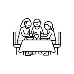 Three people enjoying a meal at a table