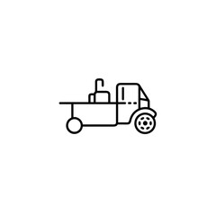 Side view of a line-drawn truck on a white background