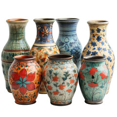 Artistic ceramic vases showcase studio decorative collection close-up