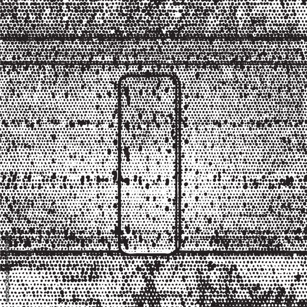 Poster a rectangular shape dominates a textured speckled background.