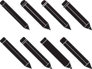 set of pencil silhouette, black and white silhouette, vector and illustration
