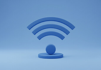 Abstract Wireless Signal Icon on Blue Background