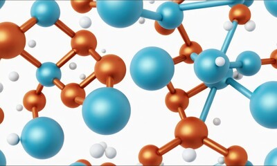 Abstract 3D Molecular Structure:  Blue and Copper Spheres Interconnected