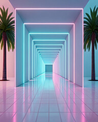 Synthpunk Luminous 3D Futuristic Minimalist Background