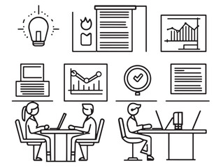 High Quality Business Plan Line Art for Strategic Development