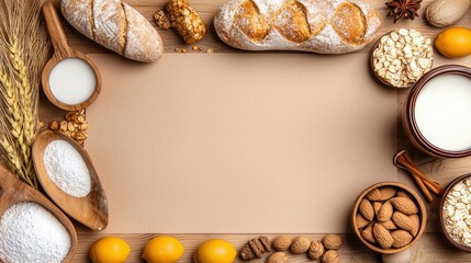 Artisan goods displayed for powerpoint background with copy space in the center for text or graphics.
