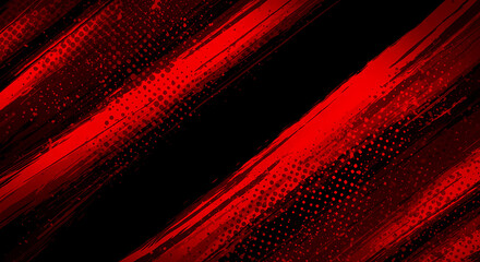 Black and Red abstract background with brushstroke and halftone style	
