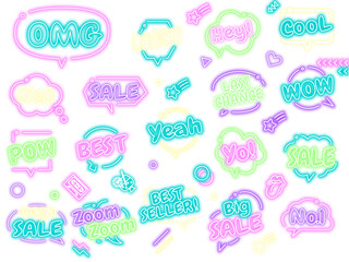 Neon Speech Bubbles Clipart