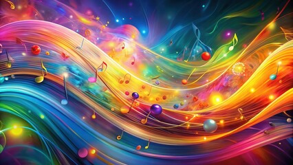 Vibrant swirls of color blend into a mesmerizing abstract background, evoking the sounds and emotions of music , Music