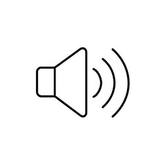 Speaker with sound waves icon in black outline style